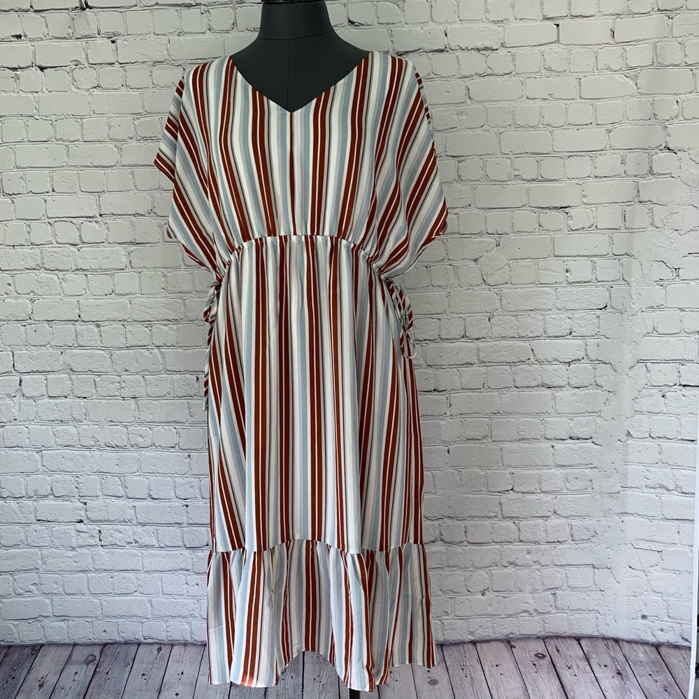 CHARMING CHARLIE M Blue Stripe Fall Career Dress